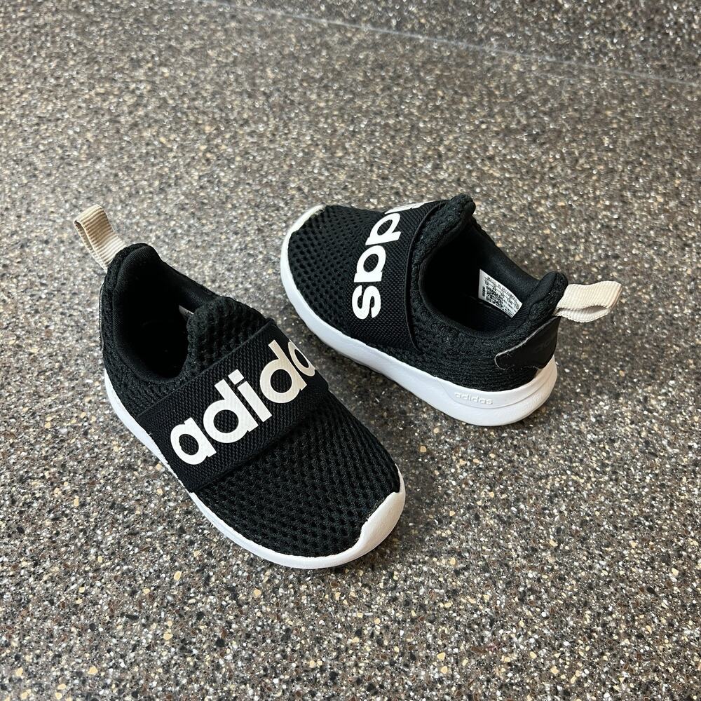 adidas Little Kids Infant Sz 5 Classic Black/White Mesh Sneaker Shoe Slip On Low